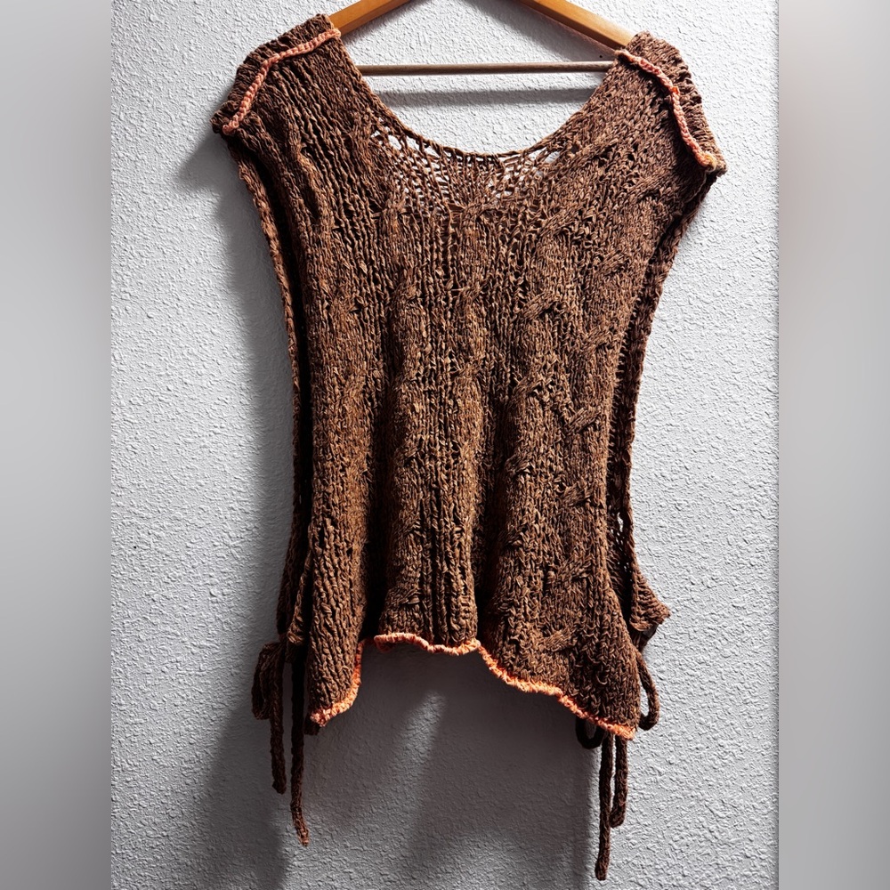 ❗️SALE❗️Free People Brown Crochet Knit Vest - Picture 3 of 10